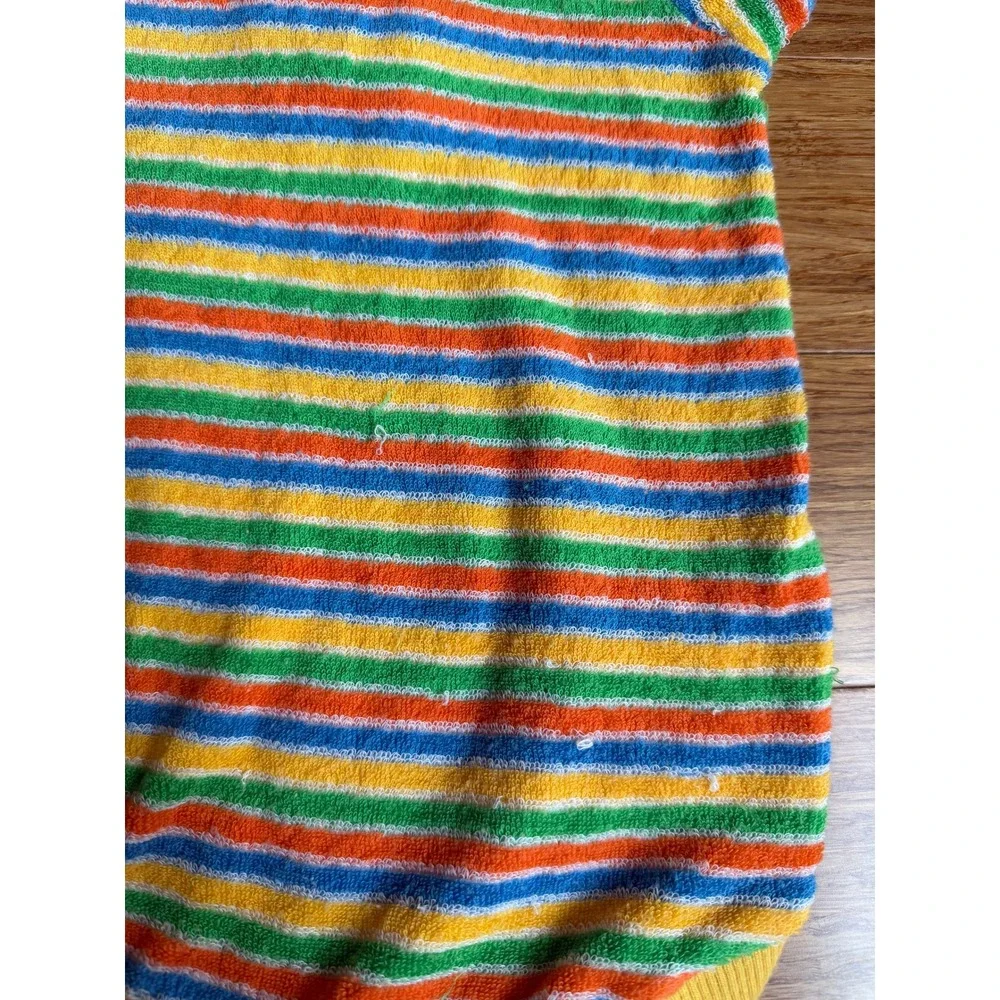 Vintage Carter's Romper 18 Months Primary Yellow Striped Terrycloth Star Henley